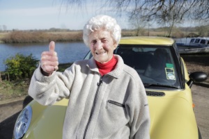 Eileen Ash, driving safely aged 105!